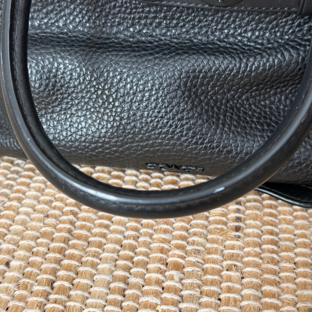 Coach Black Carryall Black Bubbled Pebbled Leather Satchel Handbag - Picture 4 of 16